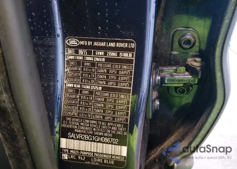 2016 Land Rover Range Rover Evoque Hse z USA, uszkodzony, nr VIN SALVR2BG1GH086702